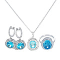 925 Sterling Silver Aquamarine Glass Jewelry Set Gold-Plated with Zircon As Main Stone for Gift Party Engagement Anniversary