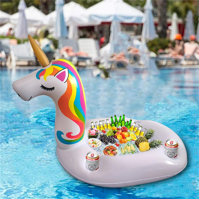Large Capacity PVC Floating Coasters Inflatable Unicorn Pool Bar Drink Holder for Swimming Pool Beach Party Adult Use Men Women
