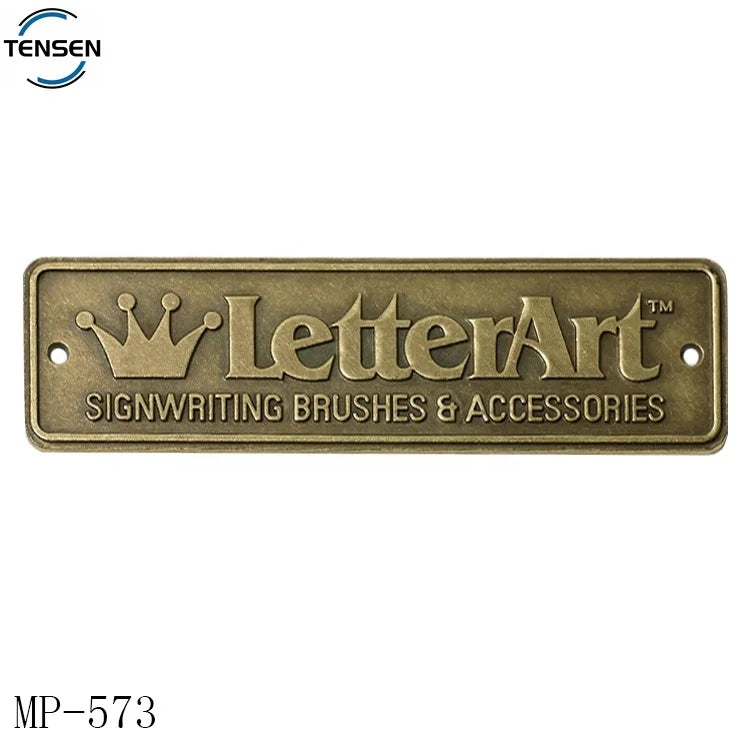 Antique Brass Furniture Letter Plaque Making Zinc Alloy Embossed Name Metal Label Emblems for Wooden