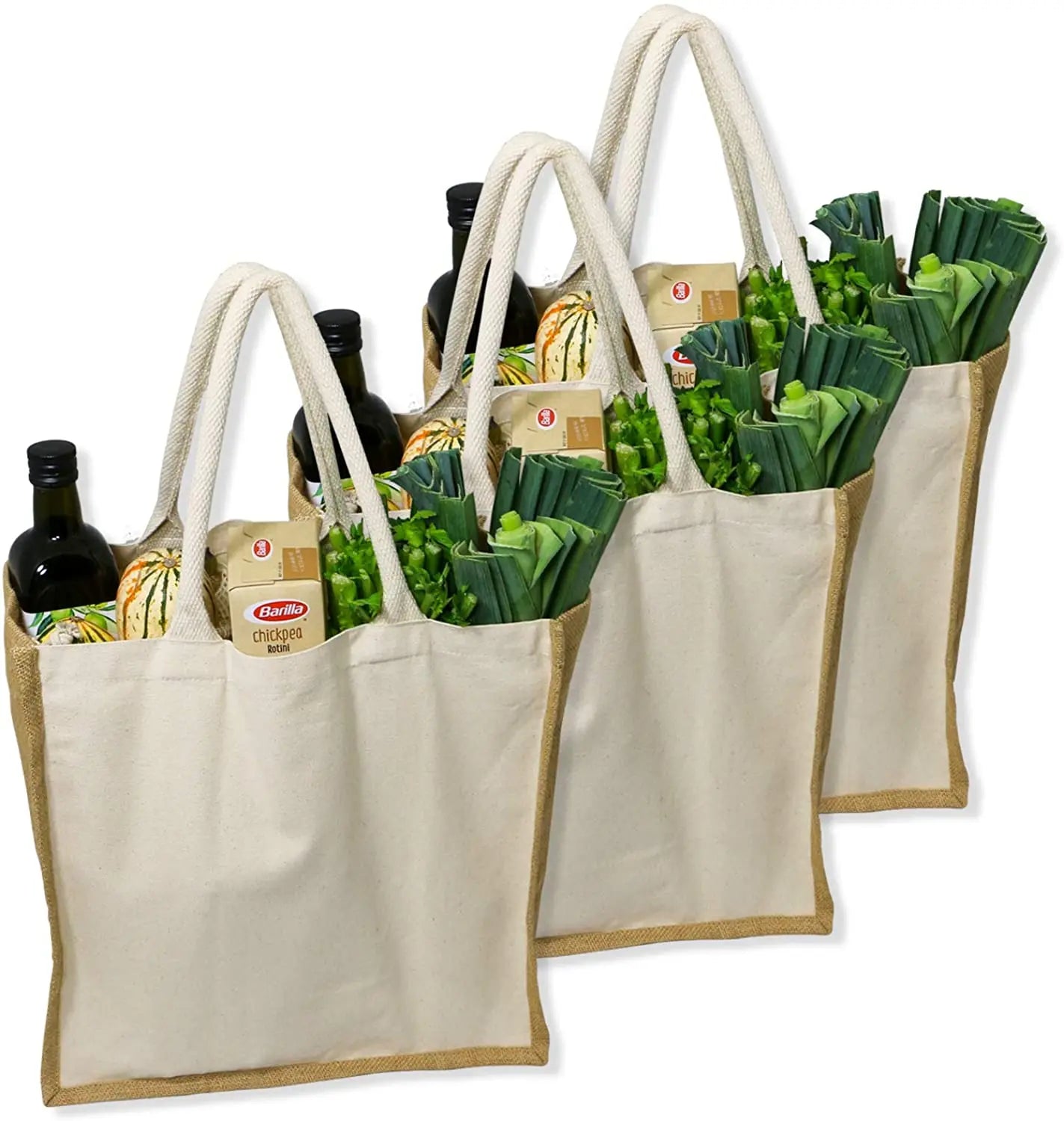 Custom Logo Eco-friendly Large Capacity Portable Reusable Shopping Bags Blank 100% Cotton Canvas Jute Bag Tote Bag