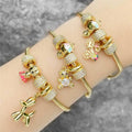 Trendy 18K Gold Plated Snake Chain Beaded Bracelet Women Personalized Cubic Zirconia Charms Ladies' Geometric Jewelry Christian