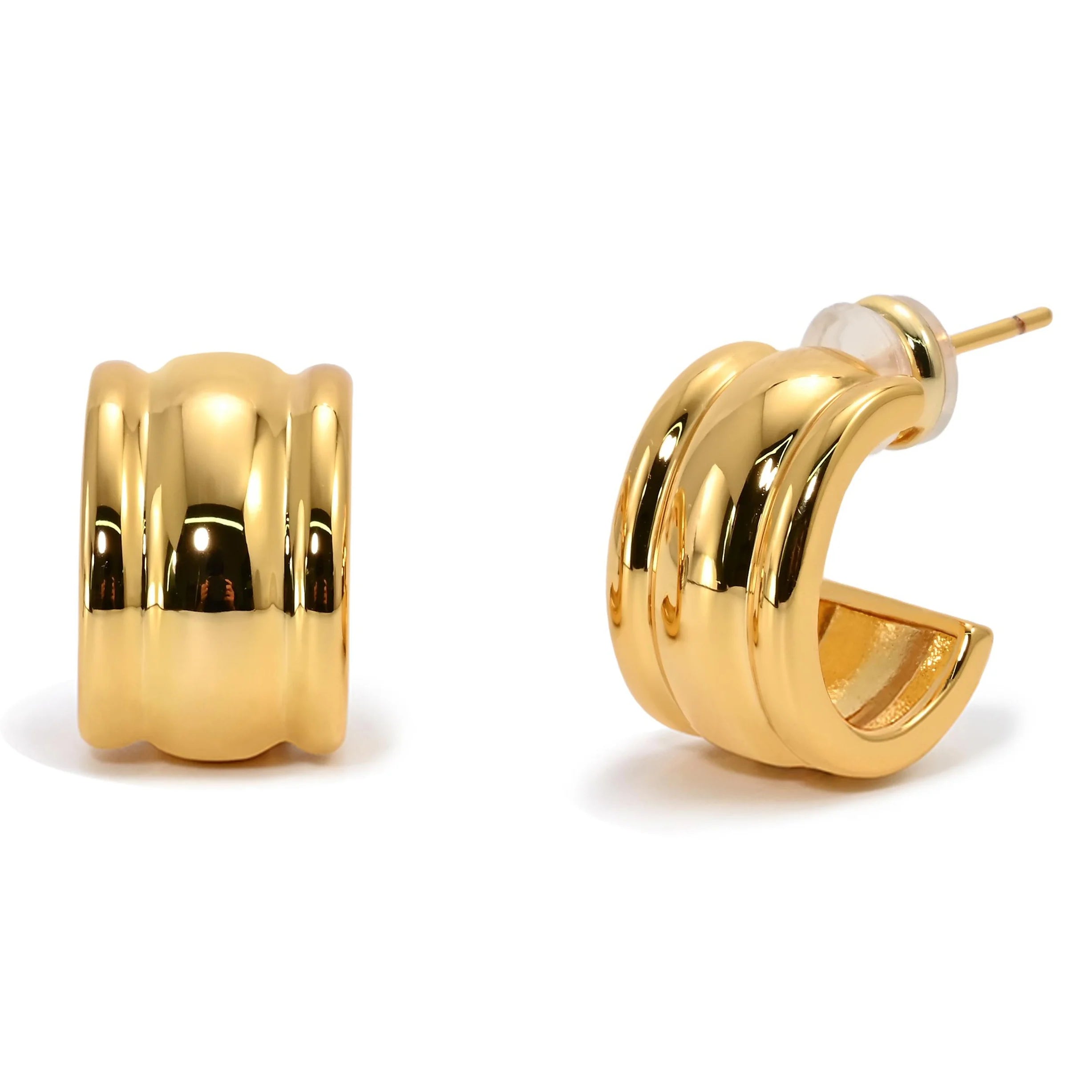 2023 New Fashion Simple Brass Gold-plated Wide Version of Metal C-shaped Earrings Custom Jewelry Set