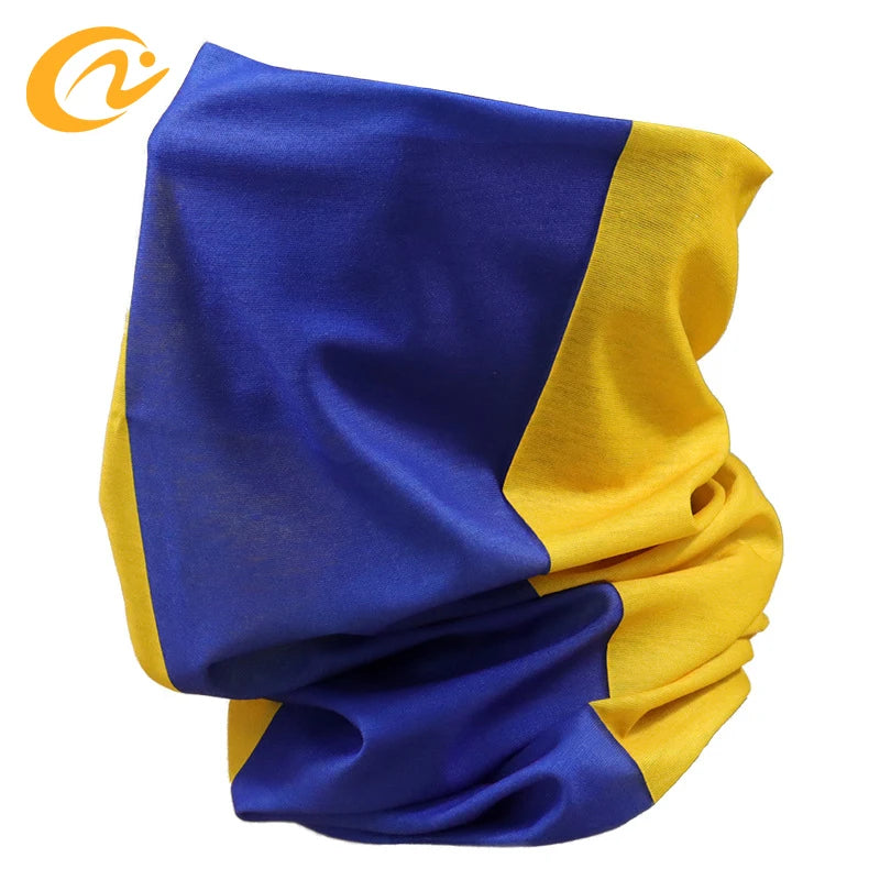 Wholesale Price Custom Sublimation Print Seamless Face Mask Scarf Solid Color Blue Yellow 100% Polyester Tubular Bandana