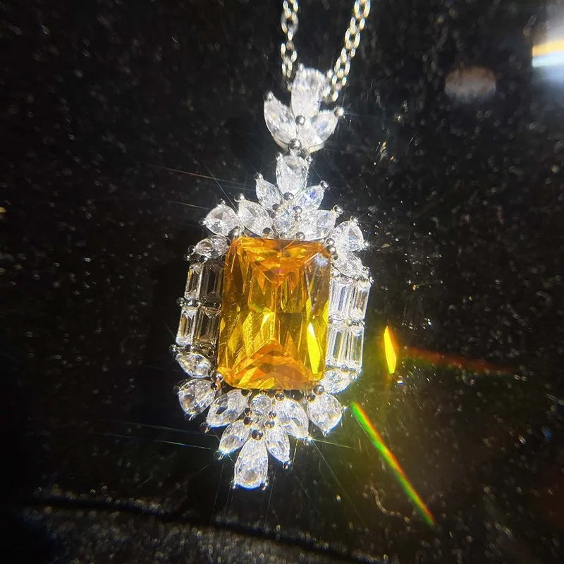 CAOSHI Women Valentine's Day Gift 925 Silver Color Jewelry Gorgeous Cubic Zirconia Rhinestones Marquise Shaped Pendant Necklace