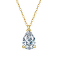 RINNTIN APN10 Pure 925 Sterling Silver 14K Gold Plated Pear Cut Cubic Zirconia Diamond Pendant Necklace for Women