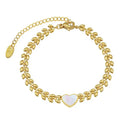 INS Stainless Steel 18K Gold Plated White Seashell Wheat Chain Bracelet Titanium Steel Personalized Chain White Heart Bracelet