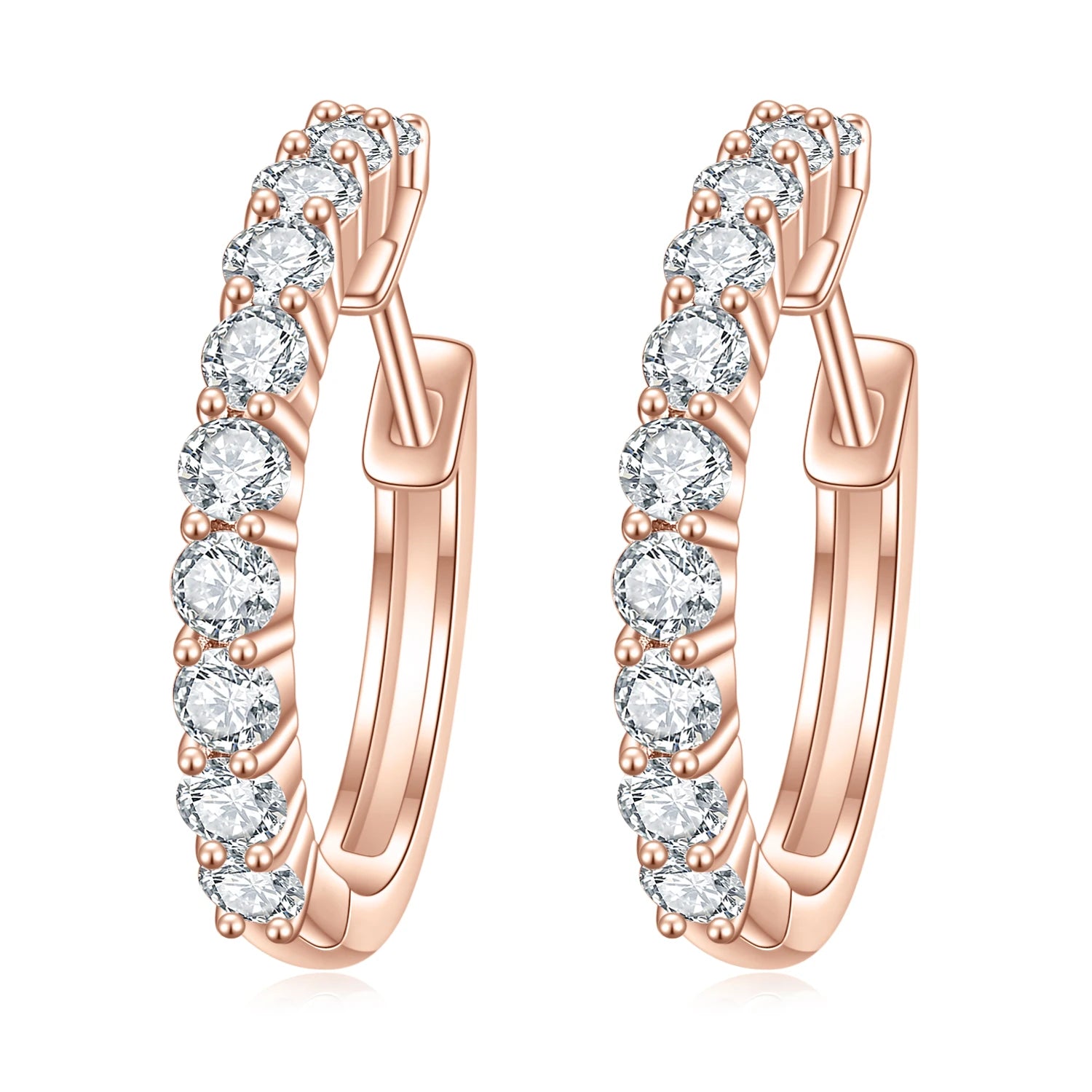 KH090 Abiding Jewelry Gold Plated 925 Sterling Silver Huggies Earrings Moissanite Diamond Women Ladies Hoop Earrings