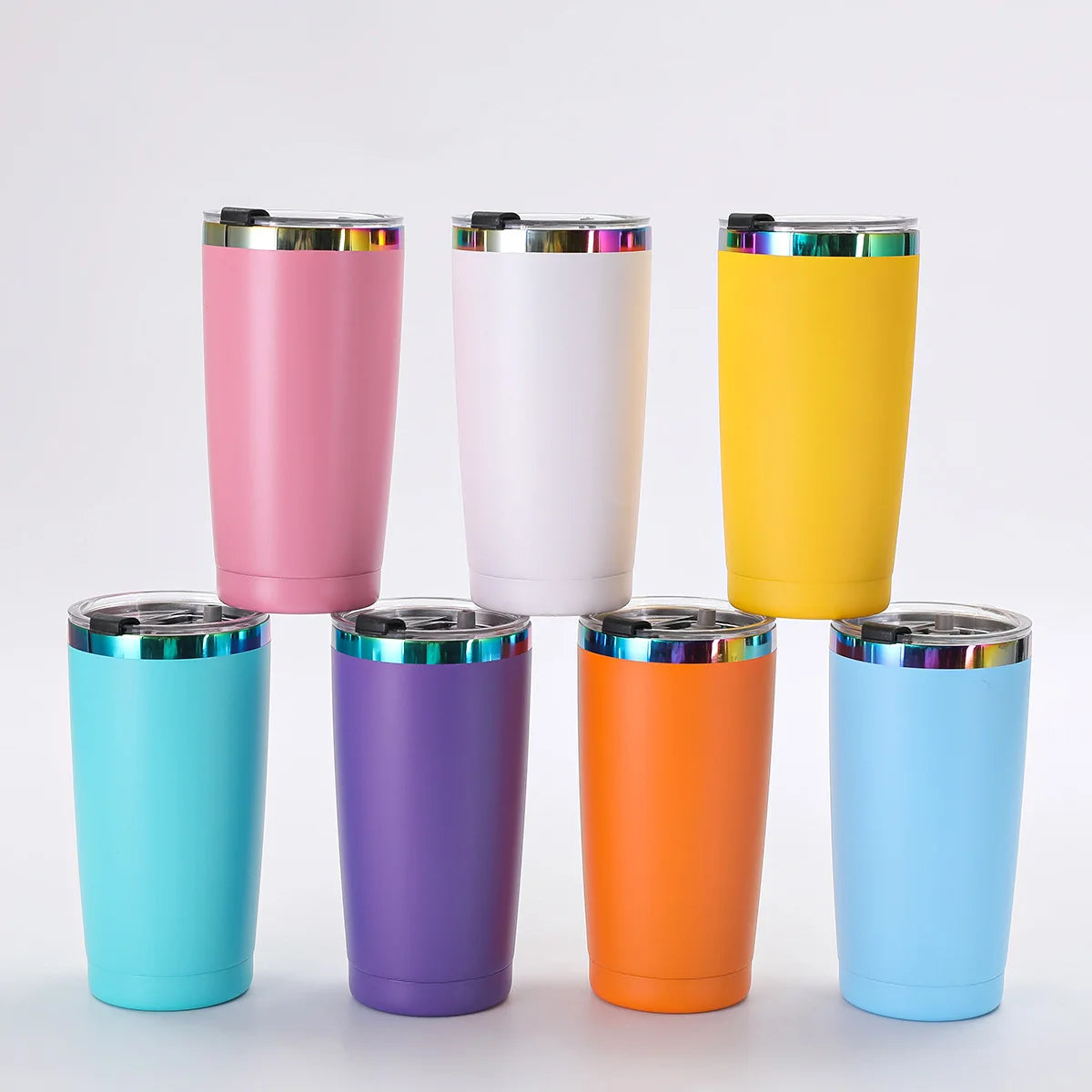 20oz Large Capacity Portable 304 Stainless Steel Transparent Cover Car Cup Thermos Cup