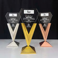 Gold Silver Bronze Metal Crystal Trophy Awards MH-NJ0230