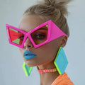 Fashion Oversized Cat Eye Sunglasses Women Red Shades UV400 Retro Gradient Wide Legs Y2K Punk Sun Glasses (KSG162)