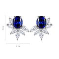 Fashion Trendy Hot Sale S925 Silver Oval Cut Lab Grown Sapphire Stud Earring Personalized Unique Design Light Luxury Wedding