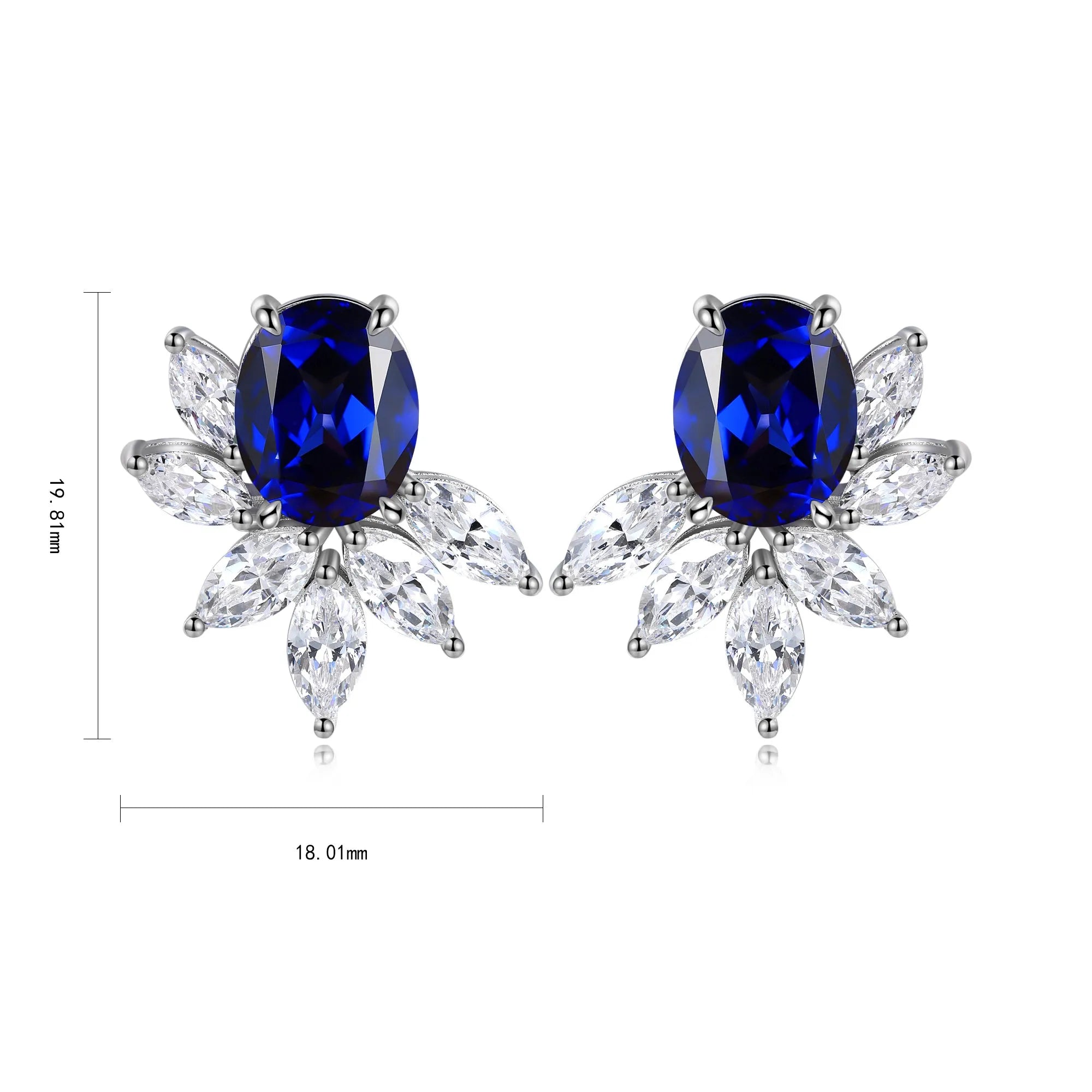 Fashion Trendy Hot Sale S925 Silver Oval Cut Lab Grown Sapphire Stud Earring Personalized Unique Design Light Luxury Wedding