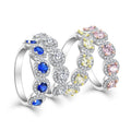 Fashion Design Half Eternity Five-Stone Diamond Moissanite Sapphire Halo Ring Sterling Silver