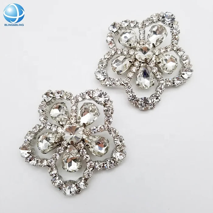 Shiny Clear Crystal Snowflake Shoes Upper Decoration Alloy Shoes Buckle for Women Slipper Sandal Wedding High Heels Accessories