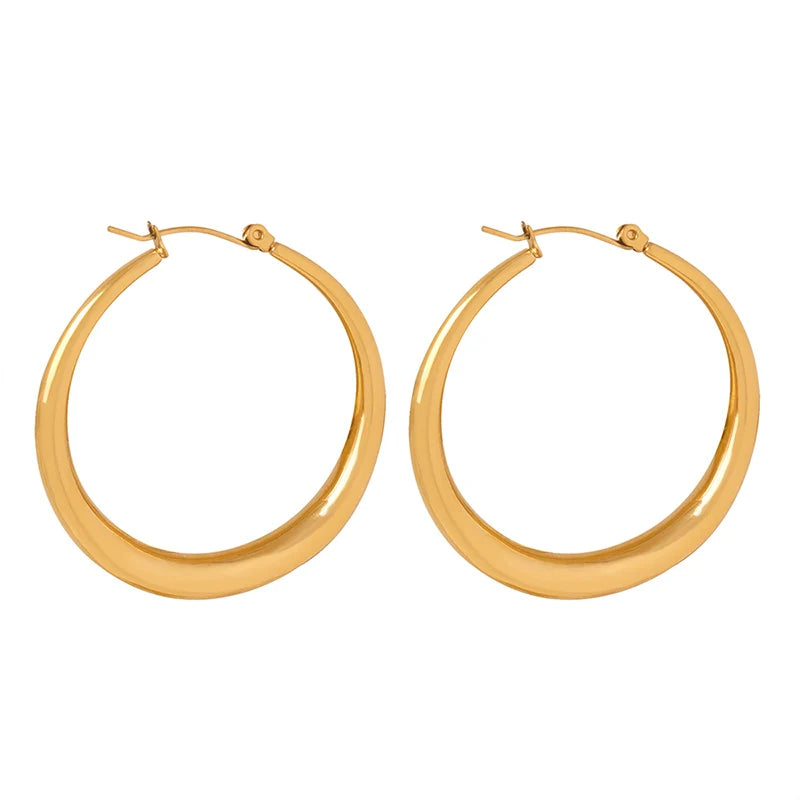 Delicate Luxury Trendy Oudada 316L Stainless Steel 18K Gold Plated Hoop Earrings Women Travel Celebration Gift Decoration Spot
