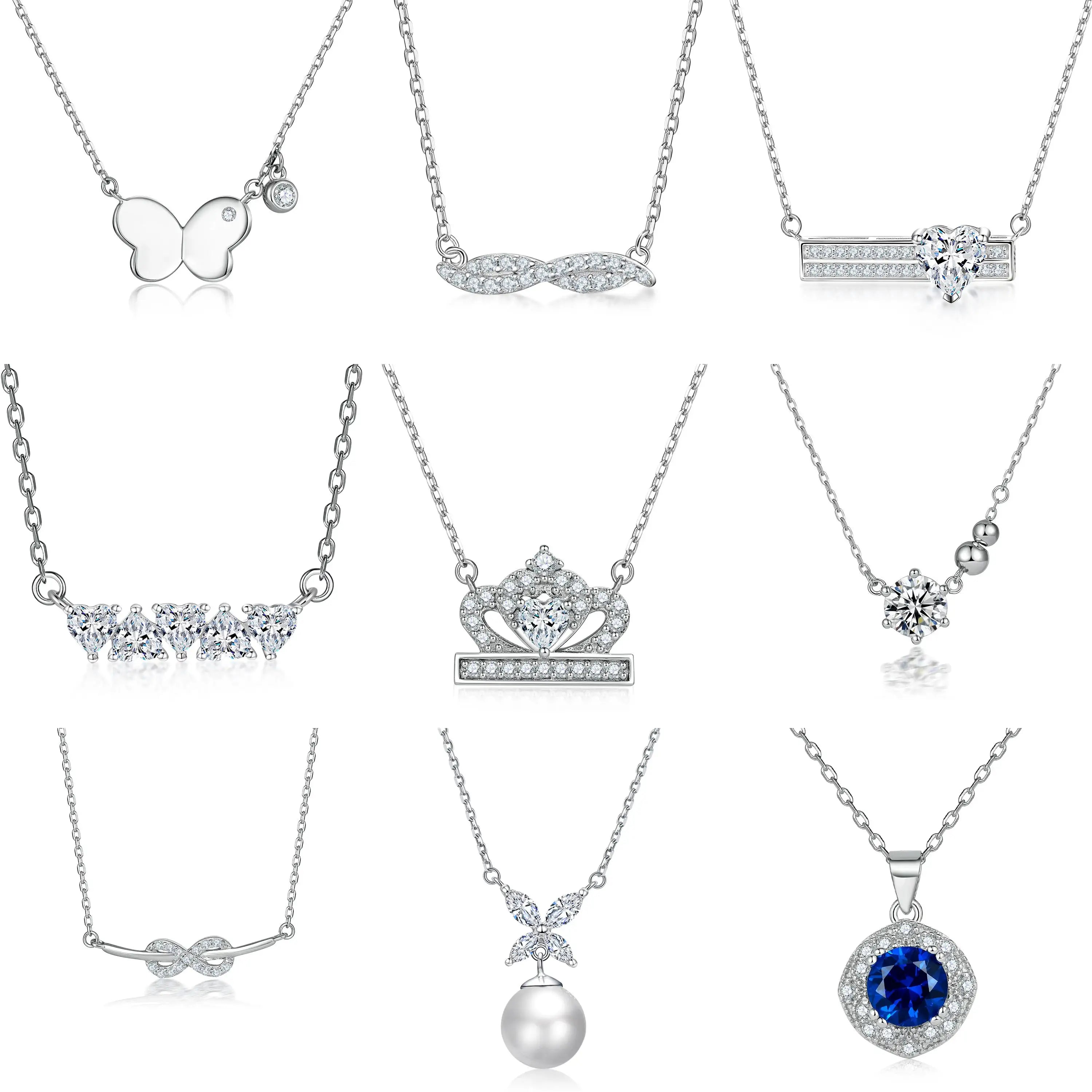 Wholesale Silver Necklaces Women Jewelry Non Fade Trendy Design Pendant Necklace 925 Sterling Silver Necklaces