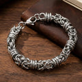Heavy Chunky Men's Stainless Steel Woven Chain Bangle Vintage Punk Rock Biker Keel Link Hip Hop Jewelry Gift for Him