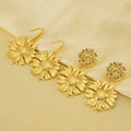 High-Grade Retro Sunflower Flower Earrings European American Style Made of Stainless Steel-for Gift