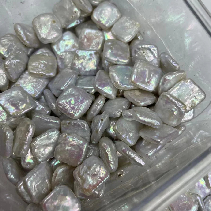 Wholesale 10-12mm square White Baroque Freshwater Pearls Pendant Beads