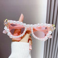 2024 NEW Gafas De Sol De Lujo Rhinestone Heart Sun Glasses Oversized Pearl Heart Shaped Diamond Sunglasses