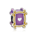 Fit Original Brand Charm Bracelet 925 Sterling Silver TV Show Friends Yellow Peephole Frame Ideal Bead for Jewelry Making