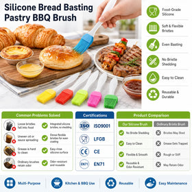 Custom Logo Food Grade Heat Resistant Silicone Bread Basting Brush OEM ODM Kitchen Reusable Pastry BBQ Brush Private Label