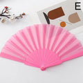 Plastic Crafts in STOCK Excellent Quality 23cm Solid Color Fabric Pink Folding Hand Fans With Plastic Ribs