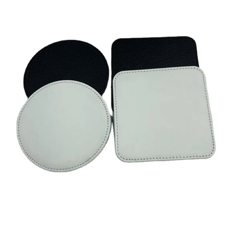 Hot PU Leather Sublimation Blanks Custom Rubber Cup Coaster for Personalized Sublimation Printing