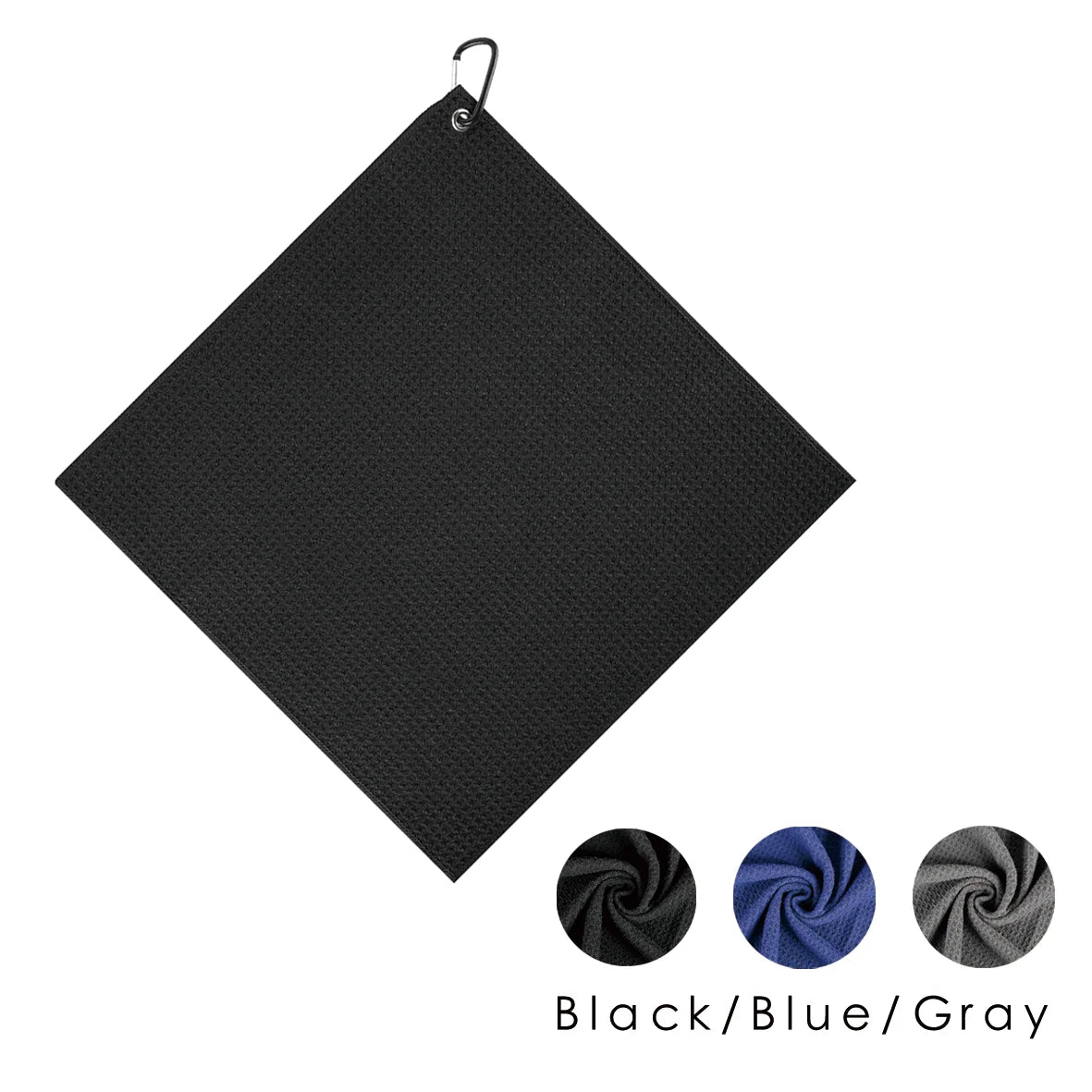 Ready to Ship square Blue Black Gray Microfiber Waffle Weave Golf Towel