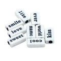 Wholesales White Plastic Acrylic Rectangle Black Alphabet Letter Beads for Jewelry Making