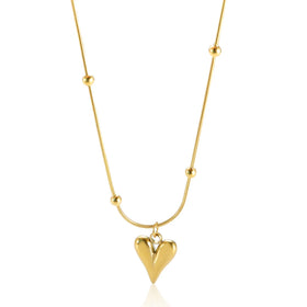 Supplier New Design Hollow Heart Pendant Necklace Korean Style Trendy Bead Choker PVD Plating Neck Jewelry Accessory Gift
