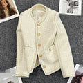 Spring and Autumn New French Style Round Neck Small Fragrant Coat Women's Short Single Breasted Cardigan Top