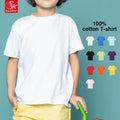 SK 180g Children's T-shirt 100% Cotton Short Sleeve with Solid Pattern Neck Custom Printed Embroidered Short Sleeve T-shirt