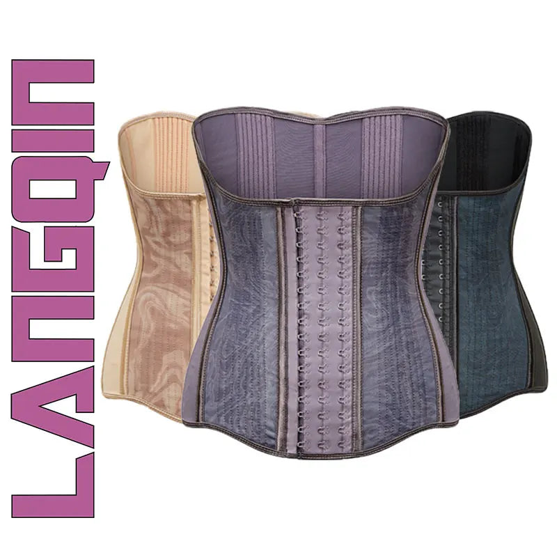 LANGQIN 23 Steel Boning Bodyshaper Breathable Flat Belly Waist Cincher for Fat Burning and Tummy Control Woven Weaving Method
