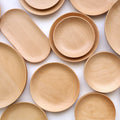 Round Wooden Plate Snacks Fruit Bread Cake Serving Tray Breakfast Dessert Dishes Towel Plate Kitchen Restaurant Dinnerware Sets