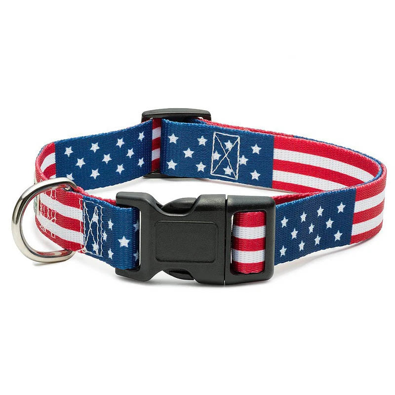 Most Popular Personalized Custom Design Sublimation Printed Nylon American Flag Dog Collar Pet With Leash Set