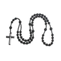Wholesale 8mm Black Natural Stone Silver Tassel Prayer Beads Necklace with Hematite Cross Pendant Muslim Rosary Beads Necklace