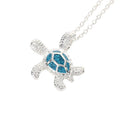 New Fashion Cute Silver Filled Blue Opal Sea Turtle Pendant Necklace for Women Female Animal Wedding Ocean Beach Jewelry Gift