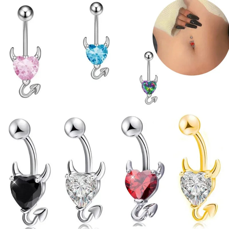 Devil Heart-Shaped Surgical Steel Belly Button Rings Fashion Body Piercing Jewelry