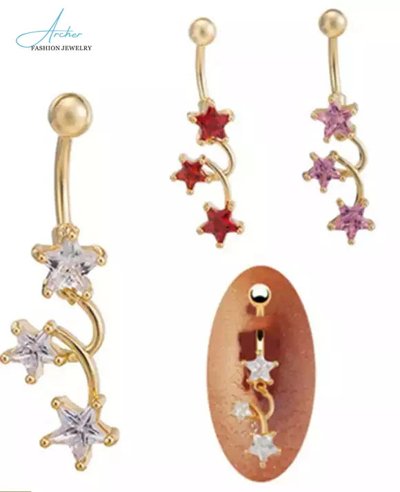 New Design Stainless Steel Belly Rings Small Shiny Screw Star Belly Piercing Belly Button Ring  Body Jewelry