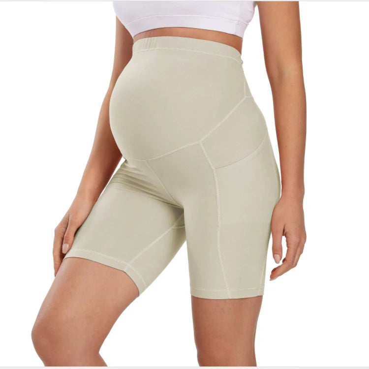 Custom Logo High Waist Pocket Plus Size Tiktok Pregnancy Gym Fitness Shorts Maternity Yoga Shorts