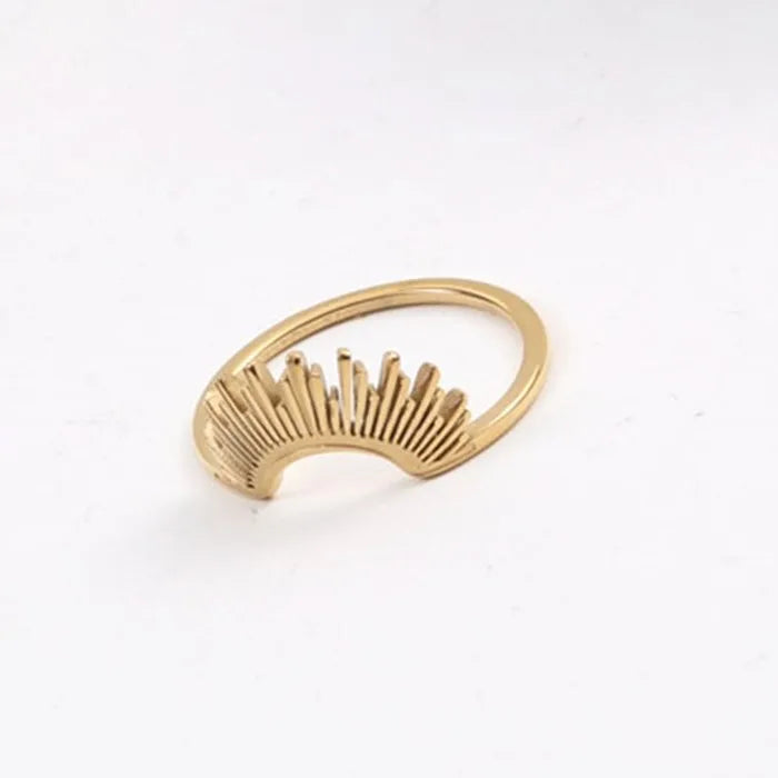 Fashion Women Stainless Steel Cute Sun Flower Shape Minimalist Ring