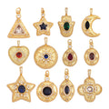 Classic Star Heart Flower Hand Geometry Shape Gemstone Jewelry FindingsFashion 18k Gold Inlaid Zirconia Necklace Supply L44
