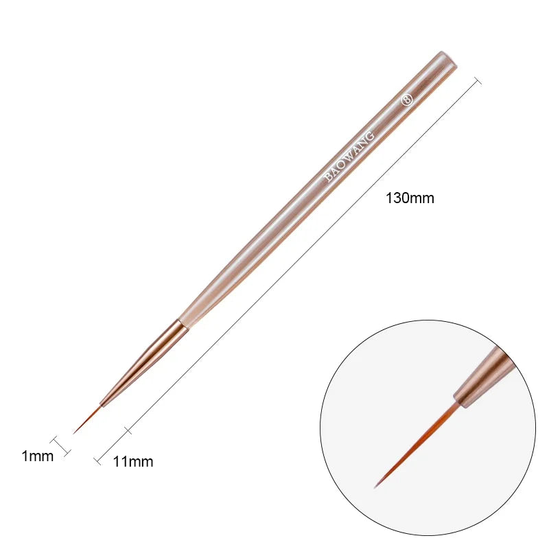 Wholesale Price Brown Acrylic Handle Nail Liner Brush and Art Brush with PA Nylon Hair for Nail Salon Use BW11-8
