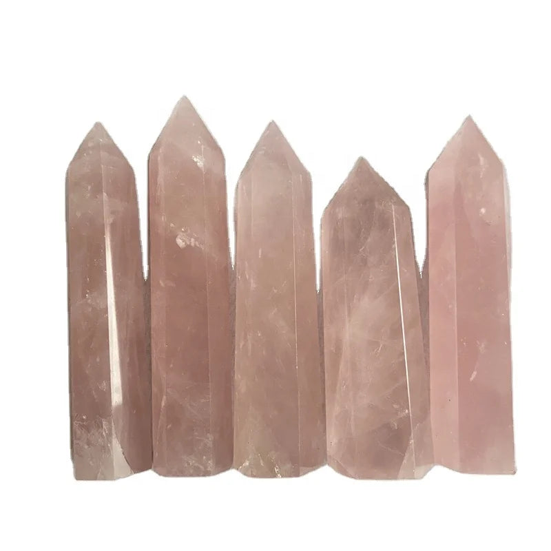 Wholesale Hand Carved Rose Quartz Crystal Point Tower