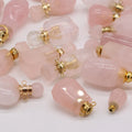 Hongzhuo Women Natural Stone Rose Quartz Crystal Quartz Essential Oil Perfume Bottle Pendant Necklace