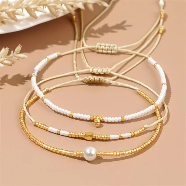 2mm Crystal Random Beaded Bracelets for Women White Pearl Copper Beads Crystal Spiritual Bracelets for Gift
