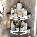 304 Stainless Steel Shower Caddy Wall Mounted Black Bathroom Shelves Free Drilling Storage Rack Wall Bathroom Shelves