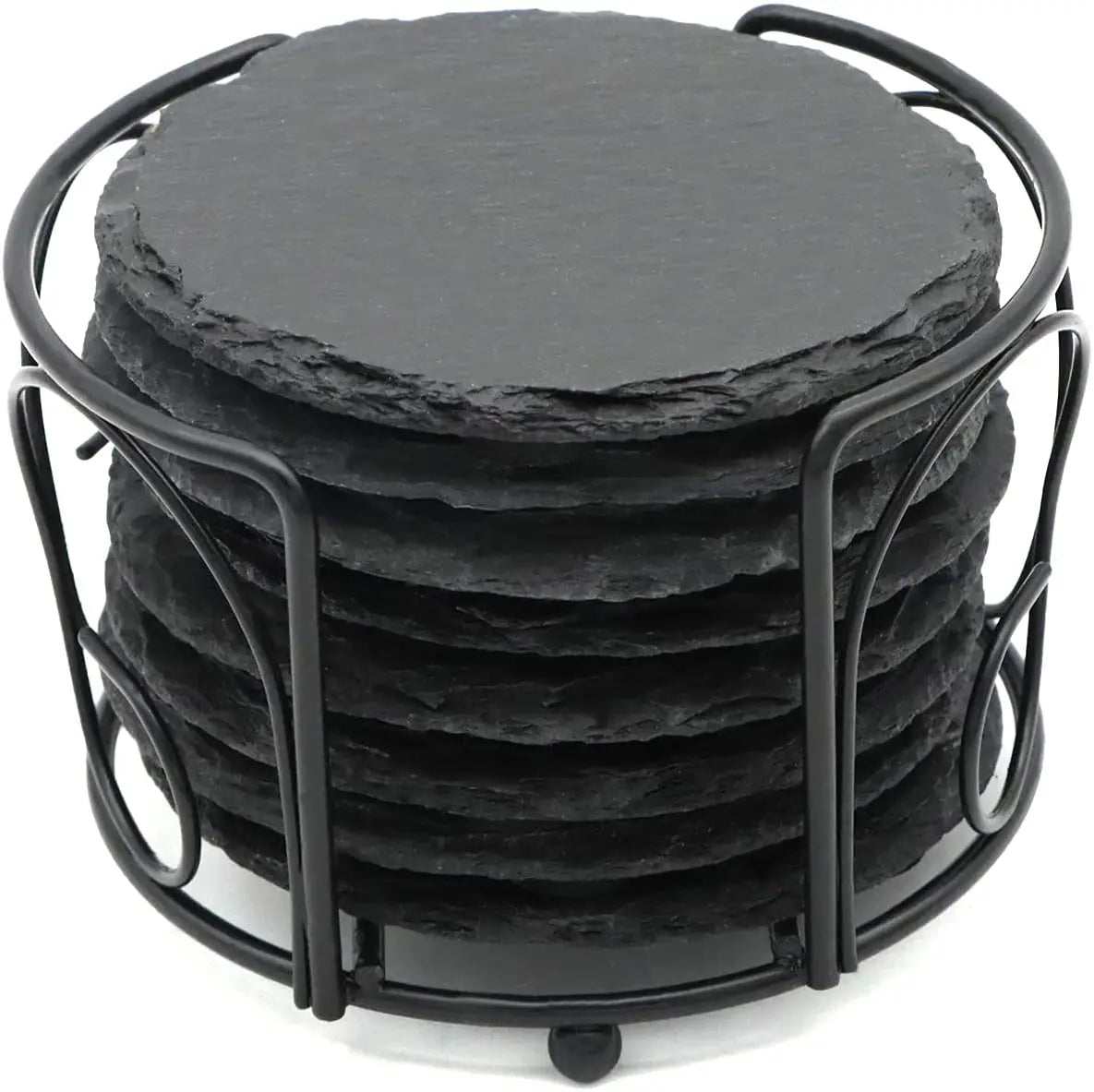 Tabletex Drink Bulk Slate Coaster Set of 8  With Holder Round Square Hexagon Slate Coasters for Bar Kitchen Home Decor