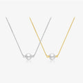 FUAMAY Collares Para Mujer Solid 925 Sterling Silver Solitaire Pearl Pendant Necklace Pearl Necklace